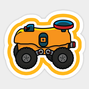 Smart Farming Robot Car Sticker vector illustration. Farm transportation objects icon concept. Robots in agriculture, farming robot, robot greenhouse sticker design logo. Sticker